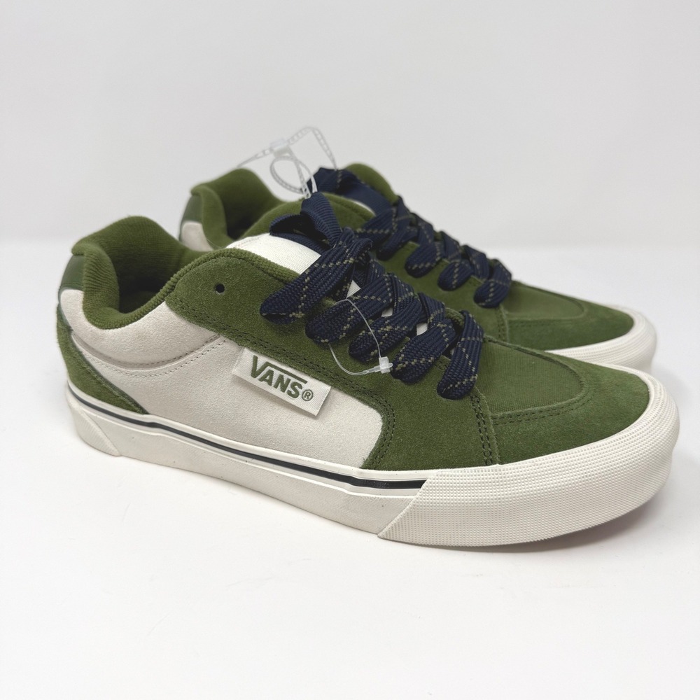 Vans Knu Skool Olive Green Cream Suede Skate Shoes Mens 7 Womens 8.5‎ NEW
